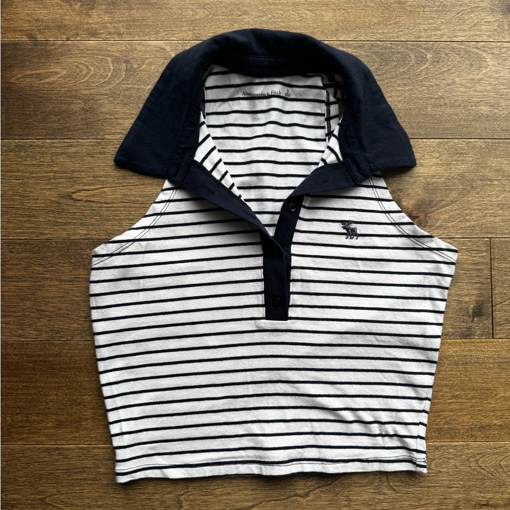 Abercrombie & Fitch tank top Polo in Navy and White Stripes